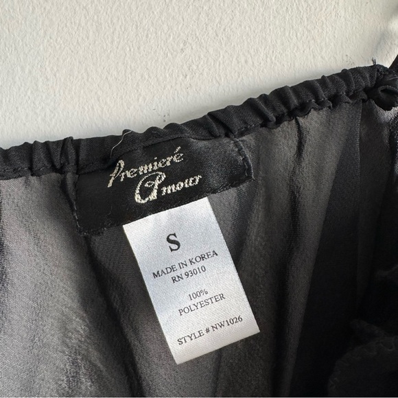 Premiere Amour black sheer ruffle chemise size small - Picture 3 of 5